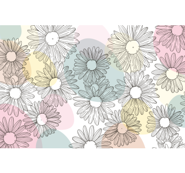 Living room roller blind with cute shapes and flowers - TenStickers