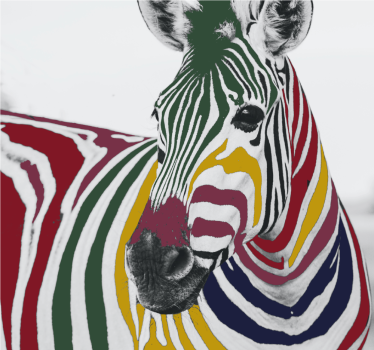 Living room roller blind colorful zebra artwork - TenStickers
