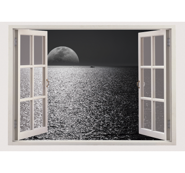 Gray roller blind sea view from the white window - TenStickers