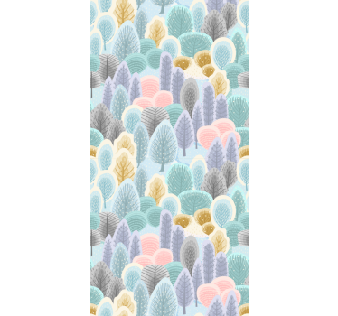 Pastel Forest Pattern tree roller blind - TenStickers