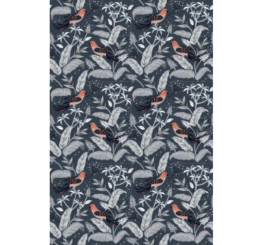 Bird Foliage Pattern flowers and plants roller blind - TenStickers