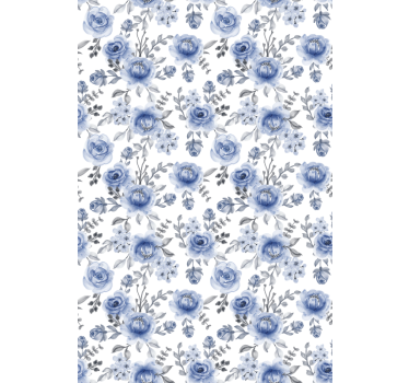Blue Floral Pattern flower roller blind - TenStickers