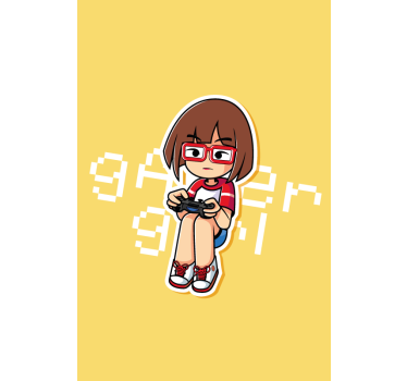 Gamer Girl Illustration geek roller blind - TenStickers