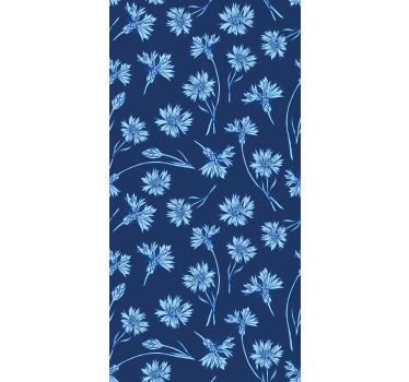 Marine blue flowers Living room roller blind - TenStickers