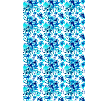 Vivid blue theme flowers and plants roller blind - TenStickers