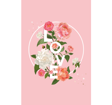 Floral love badge Flower roller blind - TenStickers