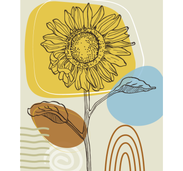 Sunflower with Circles flowers and plants roller blind - TenStickers