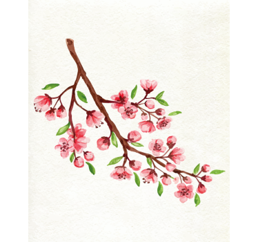 Watercolor pink cherry blossoms Flower roller blind - TenStickers