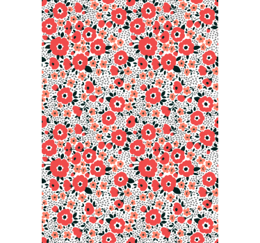 Abstract red poppies pattern Flower roller blind - TenStickers