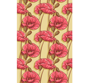 Vintage red poppies pattern Flower roller blind - TenStickers