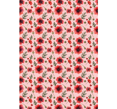 Poppy Floral Pattern flowers and plants roller blind - TenStickers
