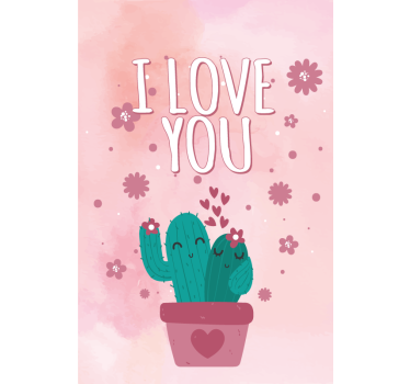 Valentine's day lovely cactus bedroom window blind - TenStickers