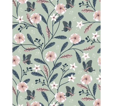 Floral Butterfly Patterns flowers and plants roller blind - TenStickers