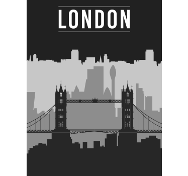 Black and gray London skyline Blind art - TenStickers