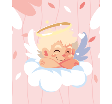 Pink sleeping angel on cloud Blind art - TenStickers