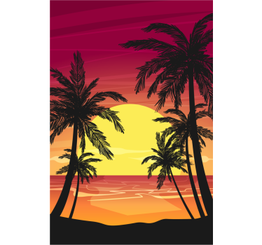 Golden exotic sunset Master bedroom window blind - TenStickers