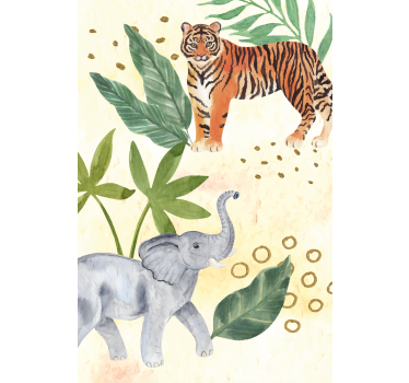 Tropical animals encounter children room roller blind - TenStickers
