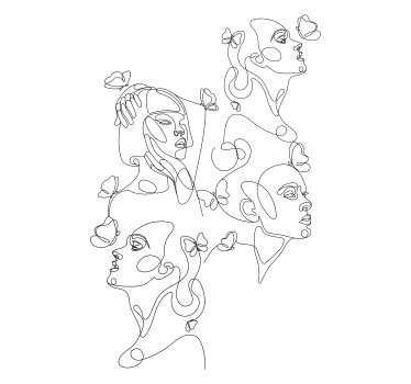 Line Art Faces art roller blind - TenStickers