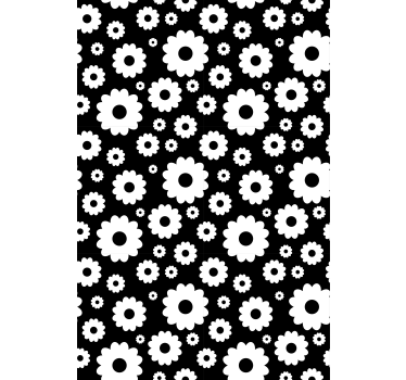 Black and white blossom pattern flower roller blind - TenStickers