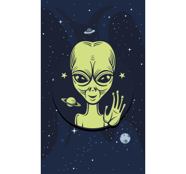Cute alien waving original blind - TenStickers