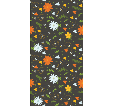 Bees pattern flowers and plants roller blind - TenStickers