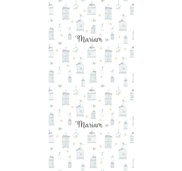 Birdcages with name nursery roller blind - TenStickers