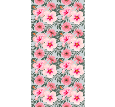 Hibiscus and flowers living room roller blind - TenStickers