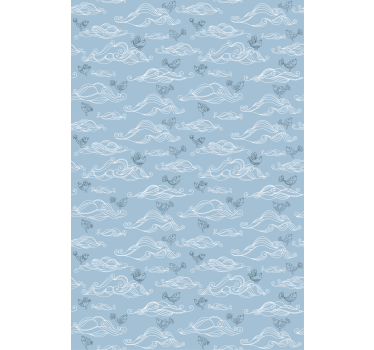 Flowing Waves and Birds cloud roller blind - TenStickers