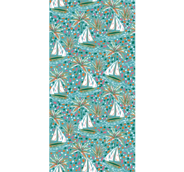 Sailing Boats and Palms flower roller blind - TenStickers