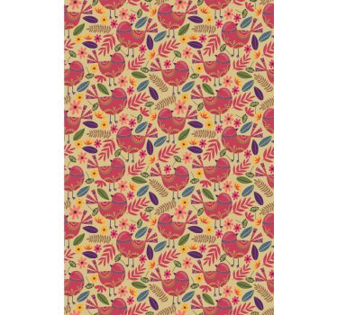 Colorful birds folk art pattern Flower roller blind - TenStickers