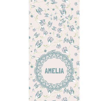 Name with delicate floral motif teenage bedroom roller blind - TenStickers
