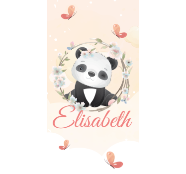 Baby panda with name children room roller blind - TenStickers