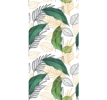 Elegant green and gold leaves Flowers and plant roller blind - TenStickers