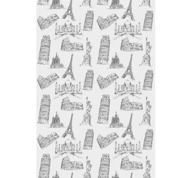 Famous landmarks silhouettes original roller blind - TenStickers