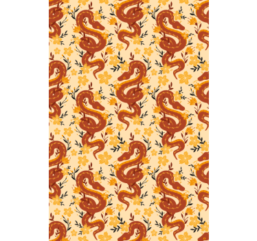 Serpent With Flowers animal roller blind - TenStickers