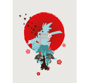 Anime fighter sunset illustration Original blind - TenStickers
