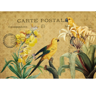 Vintage Bird Floral flowers and plants roller blind - TenStickers