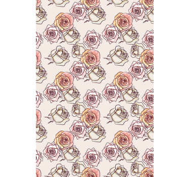 Rose Illustration Pattern flowers and plants roller blind - TenStickers
