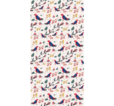 Vibrant Bird Patterns flowers and plants roller blind - TenStickers