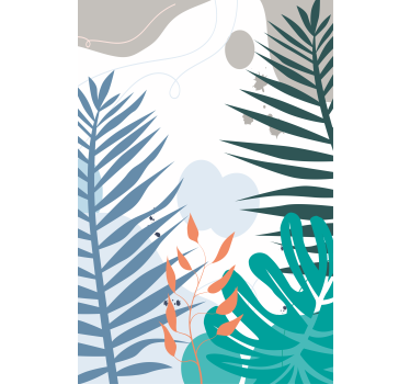 Tropical big leaves flowers and plants roller blind - TenStickers