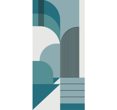 Blue geometric urban design Bathroom window blind - TenStickers