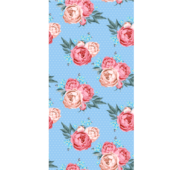 Blue blooming pink roses flower roller blind - TenStickers