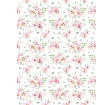 Pink watercolor lilies floral design Flower roller blind - TenStickers