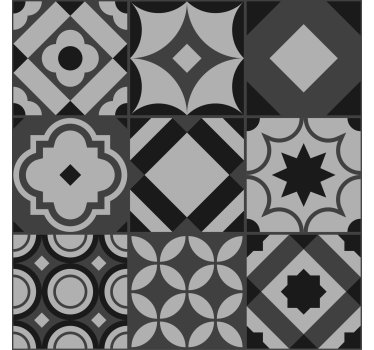Tile Design Black Kitchen blind - TenStickers