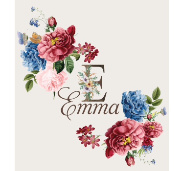 Floral initial custom blind - TenStickers