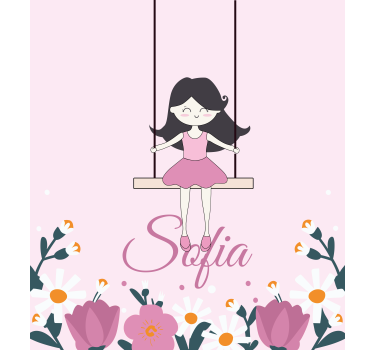 Girl on a swing custom children's window shade - TenStickers