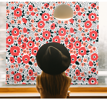 Abstract red poppies pattern Flower roller blind - TenStickers