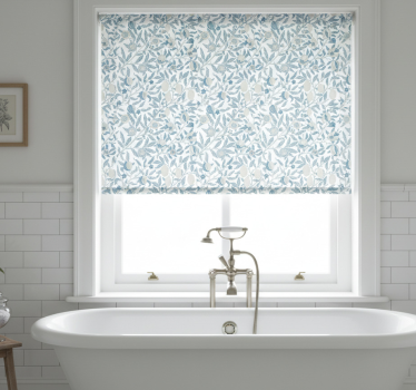 Bathroom roller blind in blue floral victorian style - TenStickers