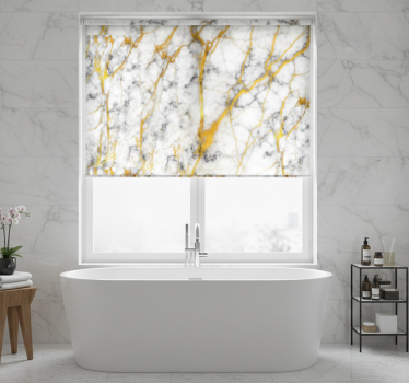 Bathroom roller blind in elegant gray and gold marble - TenStickers