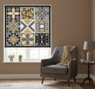 Bedroom roller blind gold and silver mosaic tiles - TenStickers